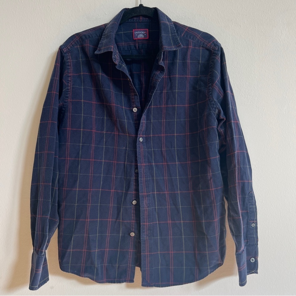 UNTUCKit CAPEZZANA Large Long-Sleeve Plaid Cotton Flannel Shirt - Picture 2 of 3